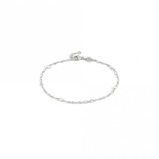 Anklets with Pearl Stones in Silver & CZ