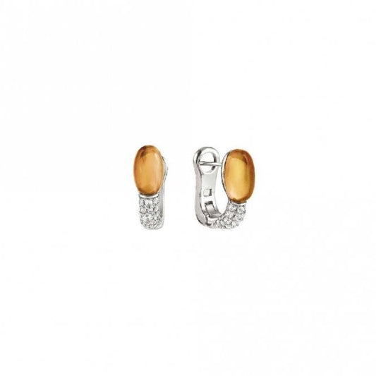 My Radiance Amber Yellow Earrings In Silver with CZ and Imitation Stones