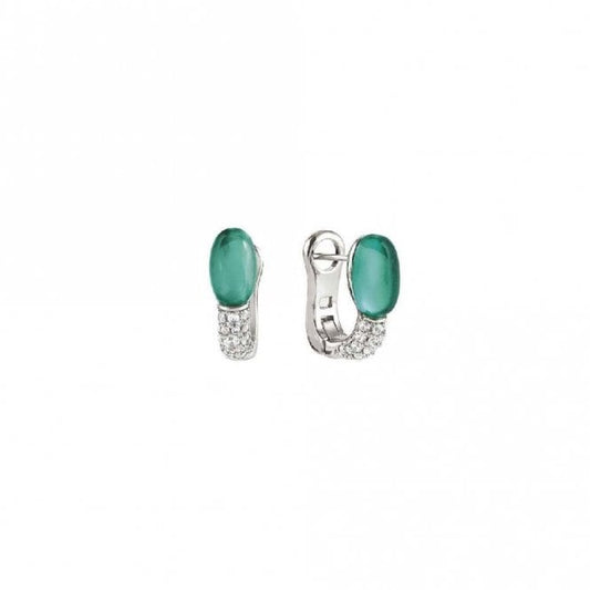 My Radiance Paraiba Tourmaline Green Earrings In Silver with CZ and Imitation Stones