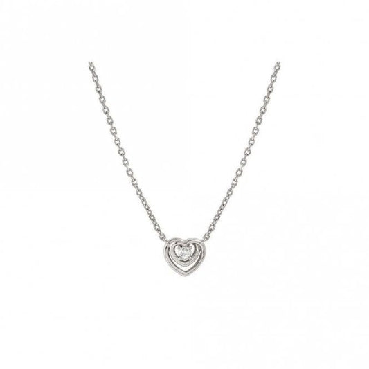 Cosmic Love Heart Necklace in Silver with CZ