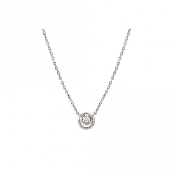 Cosmic Love Circle Necklace in Silver with CZ