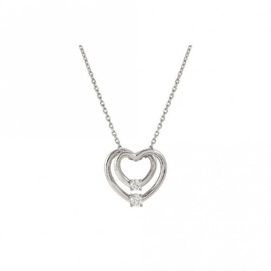 Cosmic Love Large Heart Necklace in Silver with CZ