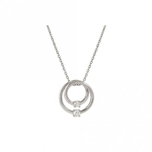 Cosmic Love Large Circle Necklace in Silver with CZ