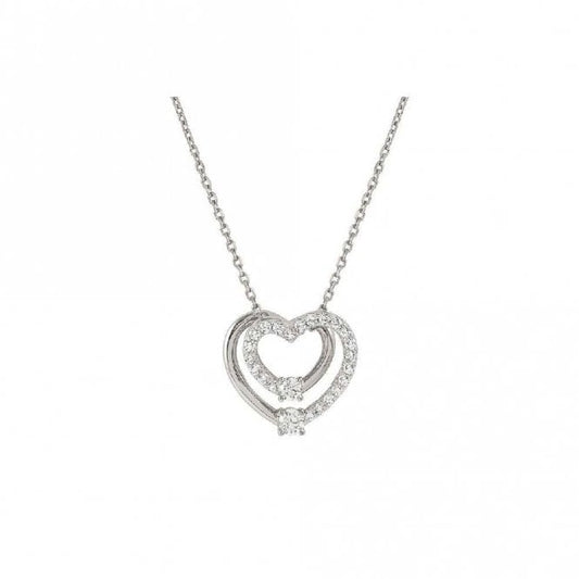 Cosmic Love Large Heart Necklace in Silver with CZ Pave