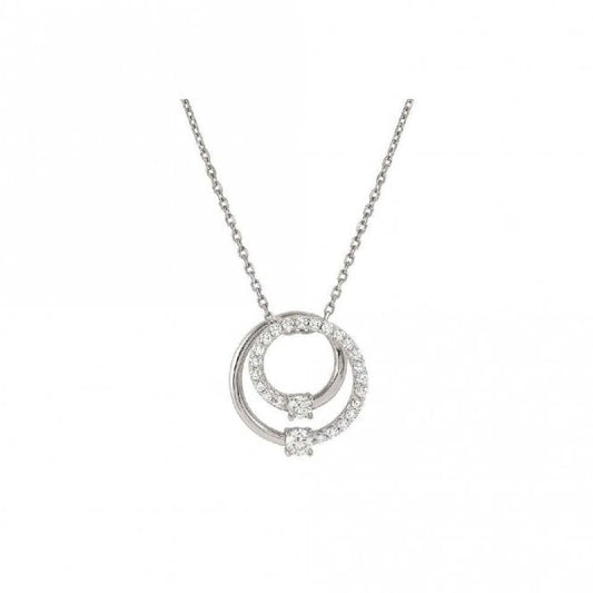 Cosmic Love Large Circle Necklace in Silver with CZ Pave
