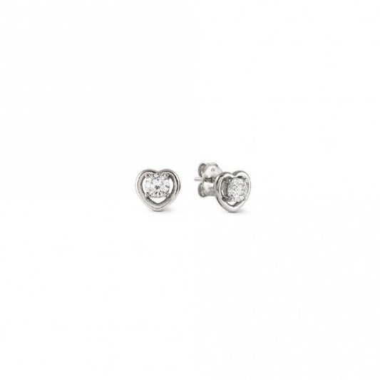 Cosmic Love Heart Earrings in Silver with CZ