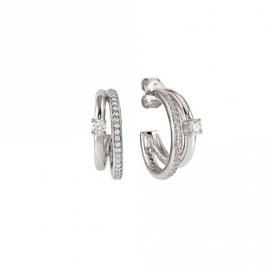 Cosmic Love Large Rich Earrings in Silver with CZ
