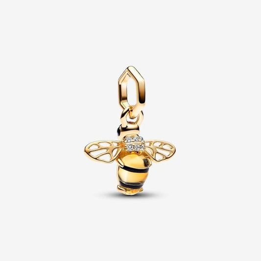 Gold Sparkling Bee Dangle Charms