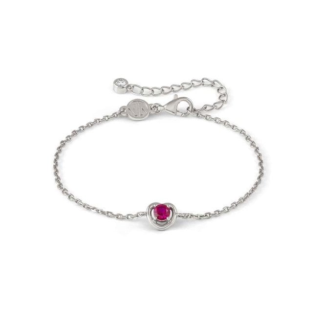 Nomination Cosmic Love Heart Bracelet in Silver with Red CZ