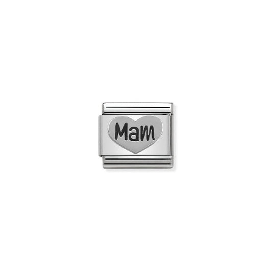 Classic Silver Oxidised Mam Heart Friends & Family Charms