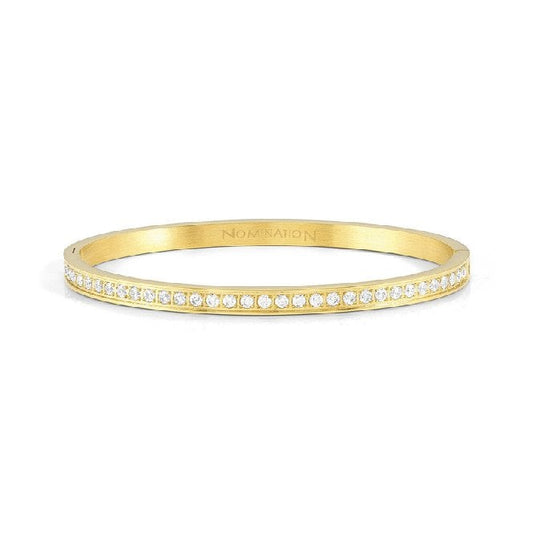 Pretty Bangles Small Bracelet in Gold & Clear White CZ