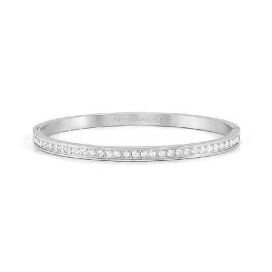 Pretty Bangles Small Bracelet in Silver & Clear White CZ
