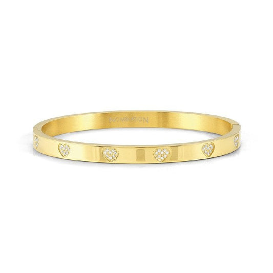 Pretty Bangles Large Pave Heart Bracelet in Gold & CZ
