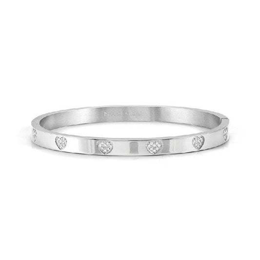 Pretty Bangles Small Pave Heart Bracelet in Silver & CZ