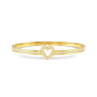 Pretty Bangles Large Heart Bracelet in Gold & CZ