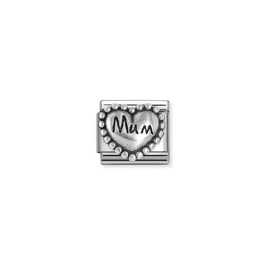 Classic Oxidised Silver Heart with Dots Mum Family & Friends Charms