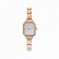 Time Paris Rectangle Silver Glitter & Rose Gold Bracelet Watch