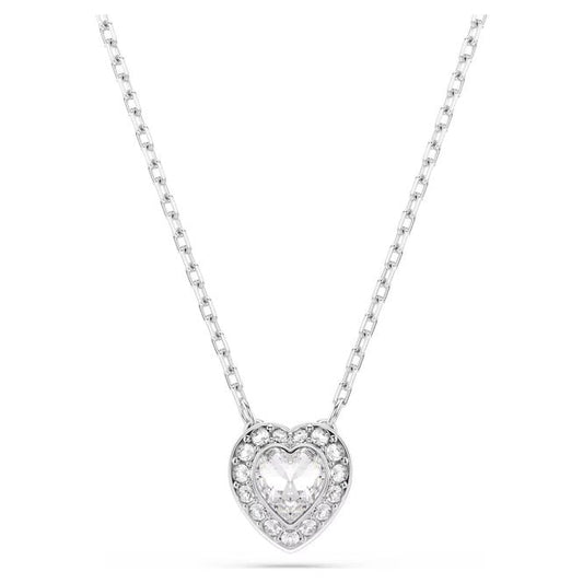 Ariana Grande x Swarovski Pendant Necklace with Mixed Cuts & White Crystal Heart in Rhodium Silver