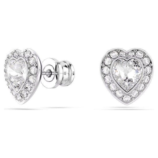 Ariana Grande x Swarovski Earrings with Mixed Cuts & White Crystal Heart in Rhodium Silver
