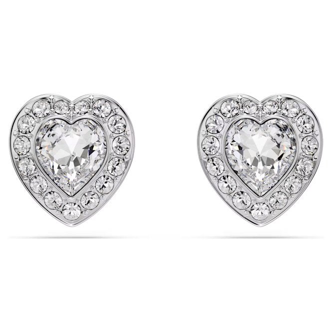Ariana Grande x Swarovski Earrings with Mixed Cuts & White Crystal Heart in Rhodium Silver