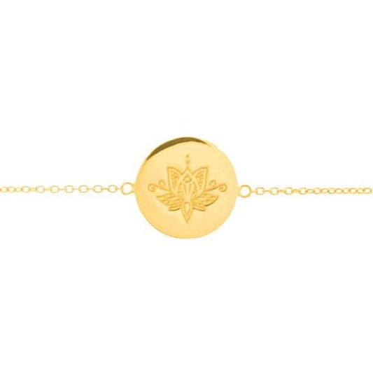 Lotus Flower Disc Bracelet in Gold