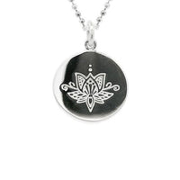 Lotus Flower Disc Necklace in Sterling Silver