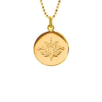Lotus Flower Disc Necklace in Gold