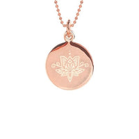 Lotus Flower Disc Necklace in Rose Gold
