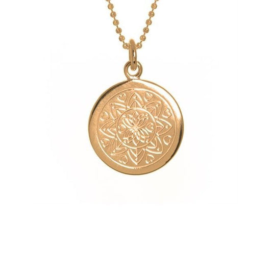 Love Mandala Disc Necklace in Rose Gold