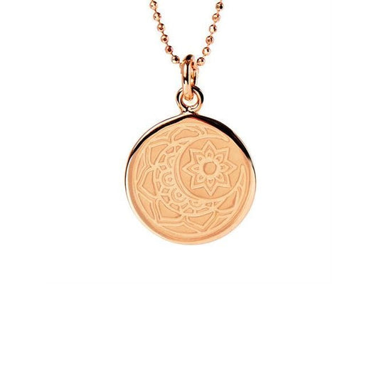 Moon & Sun Disc Necklace in Rose Gold