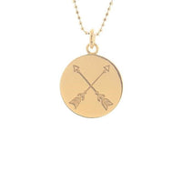 Crossed Arrows Disc Necklace in Gold