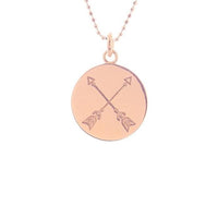 Crossed Arrows Disc Necklace in Rose Gold