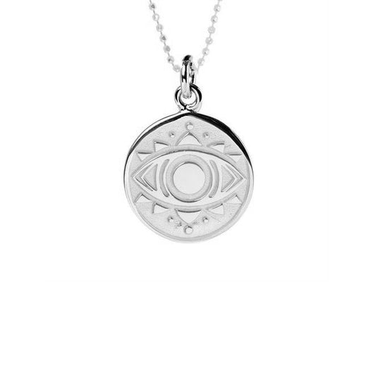 Evil Eye Disc Necklace in Sterling Silver