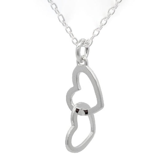Daughter Linked Hearts Necklace in Sterling Silver