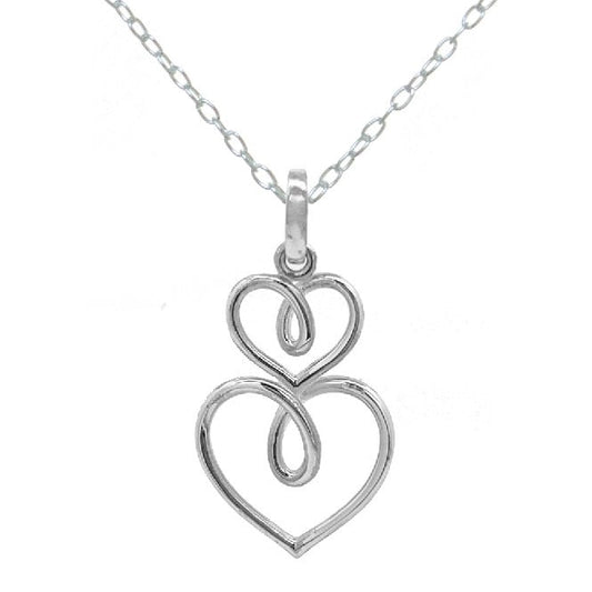 Fancy Heart Mum Necklace in Sterling Silver