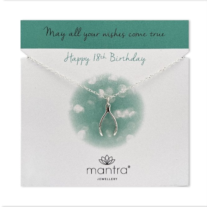 18th Birthday Wishbone Necklace in Sterling Silver