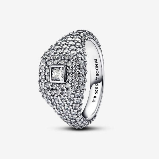 Pave Square Cocktail Ring, Size 58