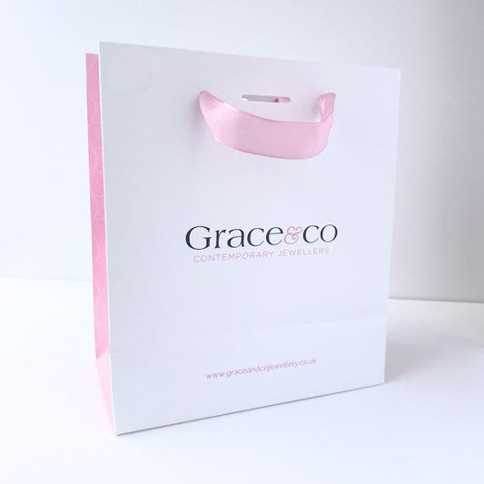 Branded Pink & White Gift Bag with Ribbon