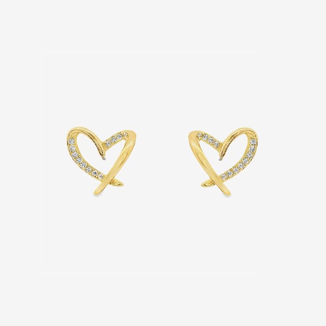 Gold Heart Stud Earrings
