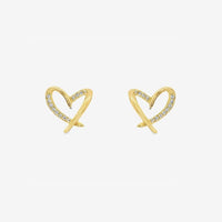 Gold Heart Stud Earrings