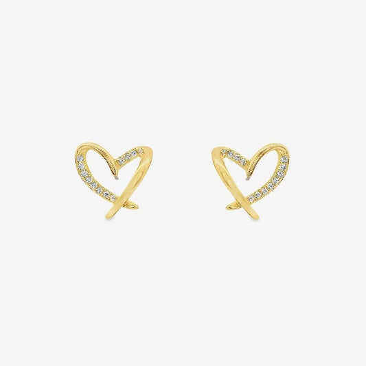 Gold Heart Stud Earrings