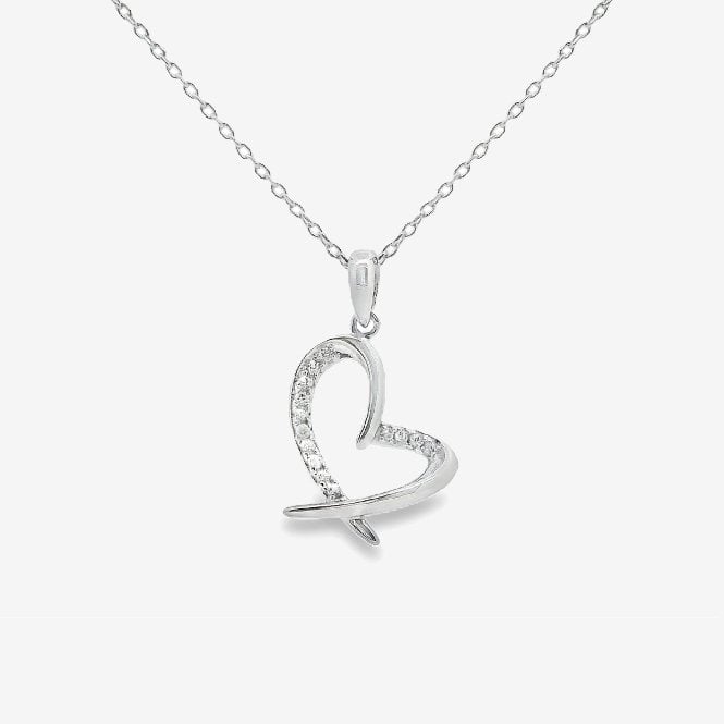 Silver and CZ Heart Pendant Necklace