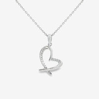 Silver and CZ Heart Pendant Necklace