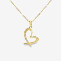 Gold and CZ Heart Pendant Necklace