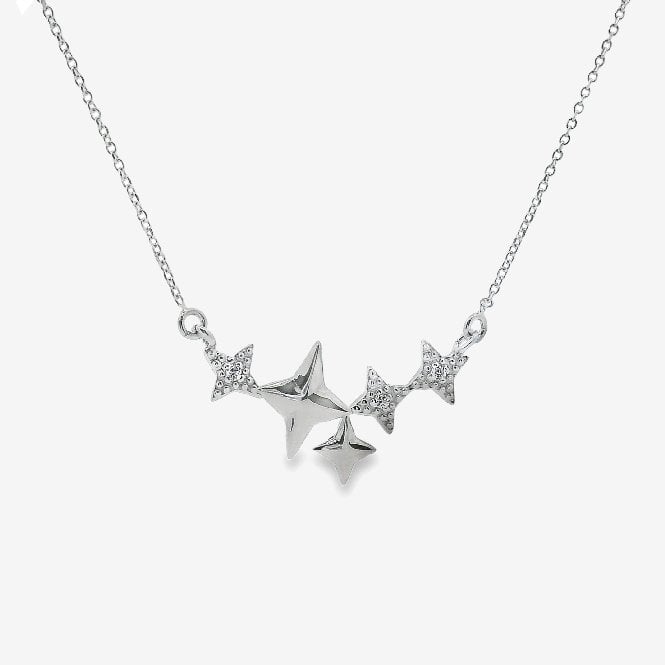 Silver 5 Star CZ Necklace