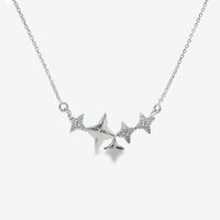 Silver 5 Star CZ Necklace