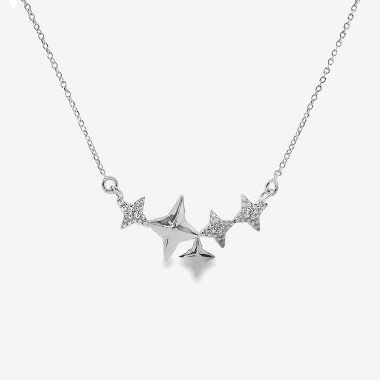 Silver 5 Star CZ Necklace