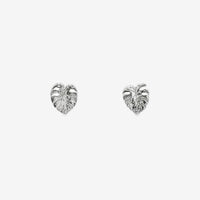 Silver Palm Leaf Stud Earrings