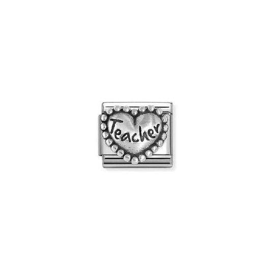 Classic Oxidised Silver Teacher Dotted Heart Graduation Charms