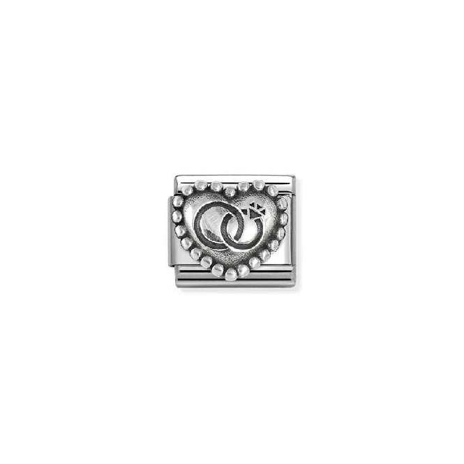 Classic Oxidised Silver Wedding Rings Dotted Heart Wedding & Anniversary Charms
